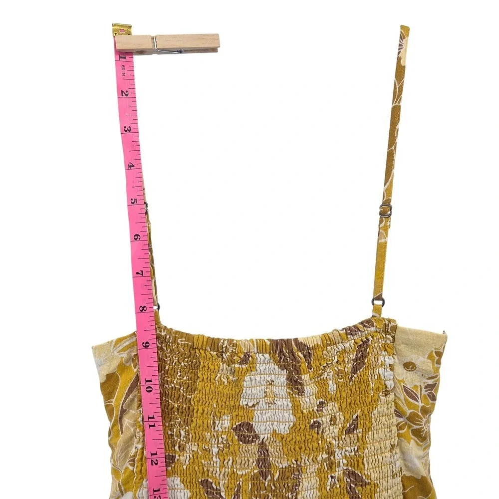 Abercrombie & Fitch Maxi Dress Yellow‎ Floral Tiered Smocked Slit Boho Summer S